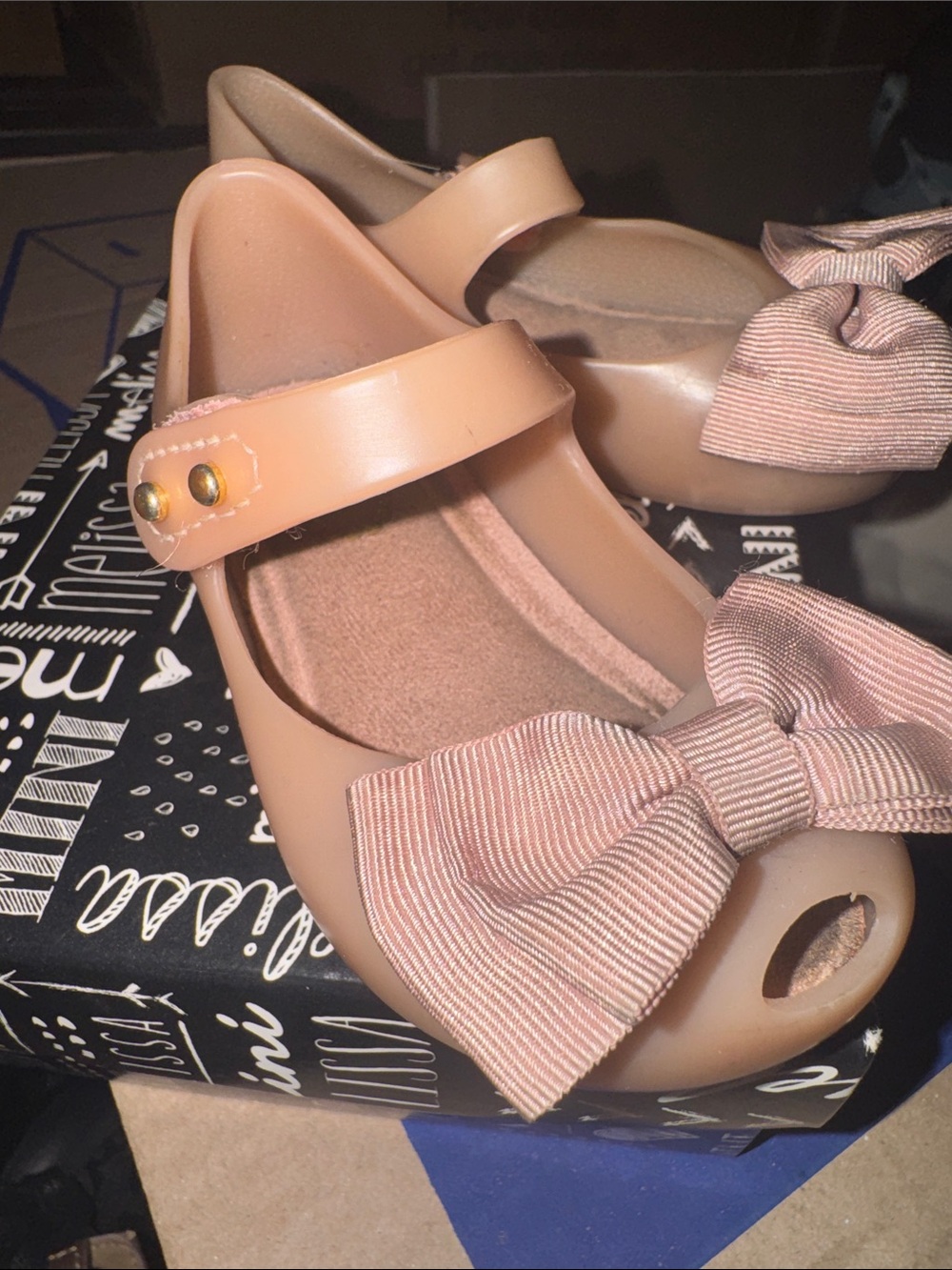 Mini Melissa Pink Bow Mary Jane Jelly Shoes